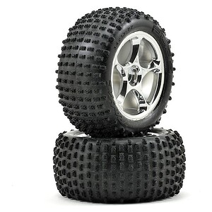Traxxas Tires & Wheels Assembled (Tracer 2.2 Chrome Alias Ribbed) Bandit Front Med Comp TRA2470R