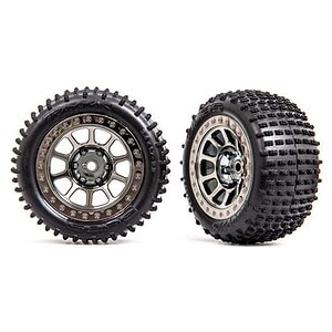 Traxxas Tires & Wheels Assembled (2.2 Black Chrome Alias Ribbed) Bandit Front Med Comp TRA2470T