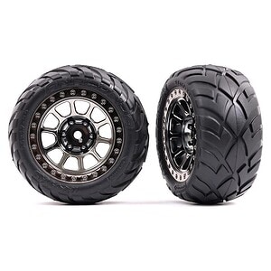 Traxxas Tires & Wheels Assembled (2.2 Black Satin Chrome Alias) Bandit Rear Med Comp TRA2478T