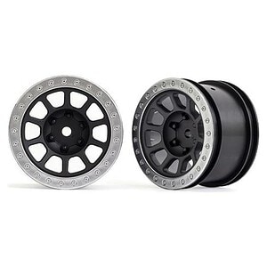 Traxxas Wheels 2.2 (black satin chrome beadlock) (2) (Bandit rear)