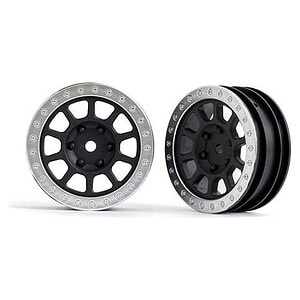 Traxxas Wheels 2.2 (black satin chrome beadlock) (2) (Bandit front)
