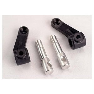 Precision black steering linkage connectors and silver turnbuckles for RC cars.