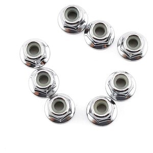 Traxxas Nuts 4mm flanged nylon locking (steel serrated) (8) TRA3647