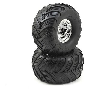 Traxxas Tires & Wheels Glued Chrome Terra Groove Dual Profile (Nitro Rear/Elec Front) TRA3663X