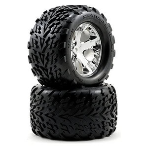 Traxxas Tires & Wheels Glued (2.8) All-Star Chrome Talon (Nitro Rear/Elec Front) TRA3668