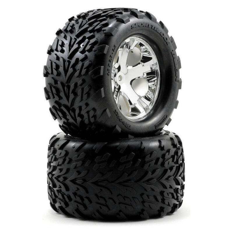 Traxxas Tires & Wheels Glued (2.8) All-Star Chrome Talon (Nitro Rear/Elec Front) TRA3668