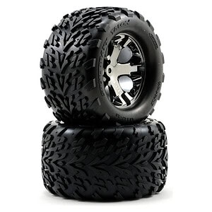 Traxxas Tires & Wheels Glued (2.8) All-Star Black Chrome Talon (Nitro Rear/Elec Front TSM) TRA3668A