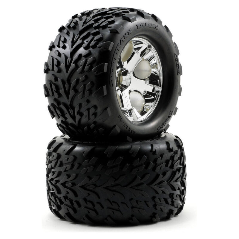 Traxxas Tires & Wheels Glued (2.8) All-Star Chrome Talon (Nitro Stampede Front) TRA3669