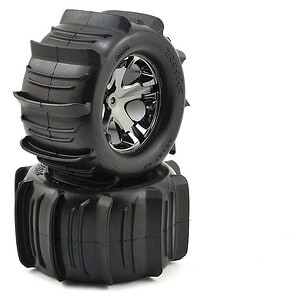 Traxxas Tires & Wheels Glued (2.8) All-Star Black Chrome Paddle (Nitro Rear/Elec Front TSM) TRA3689