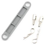 Traxxas Battery hold-down plate (grey) / metal posts (2) / body clips (2) TRA3727A
