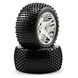 Traxxas Tires & Wheels Glued (2.8) All-Star Chrome Ribbed (Front) TRA3770