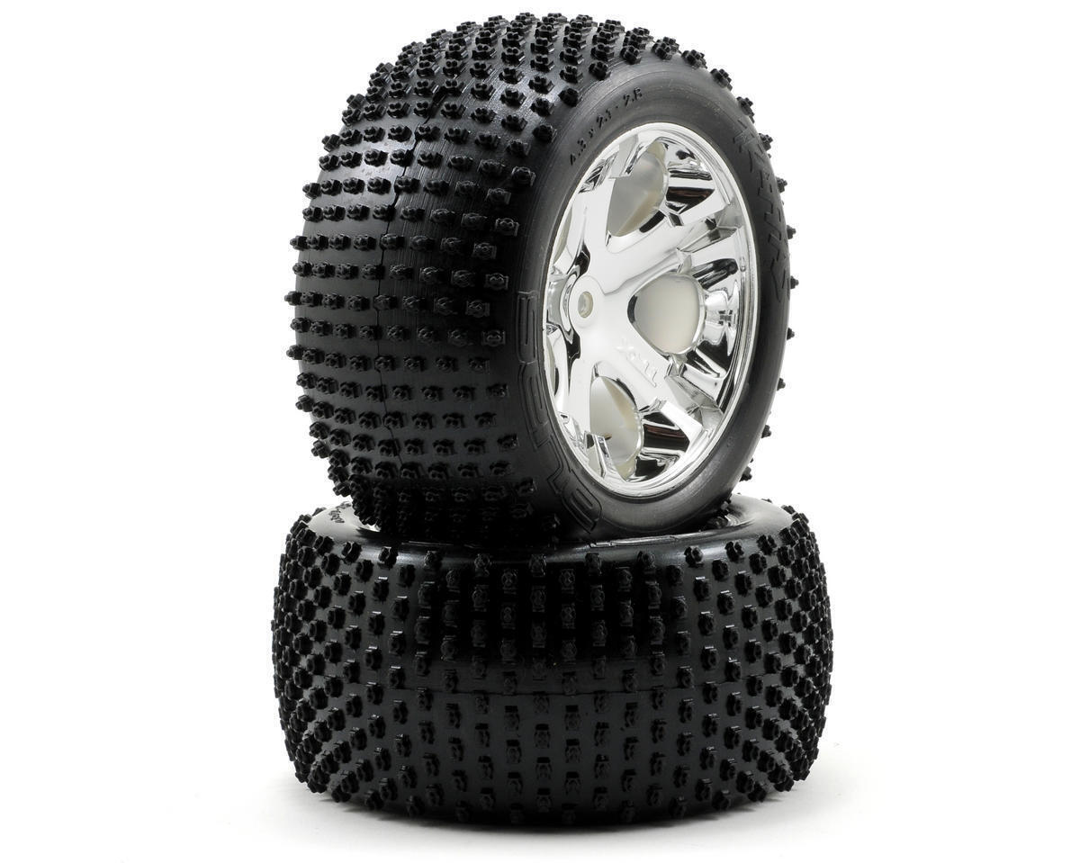Traxxas Tires & Wheels Glued (2.8) All-Star Chrome Ribbed (Front) TRA3770