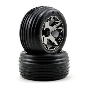 Traxxas Tires & Wheels Glued (3.8) Black Chrome Sledgehammer (2) TRA3771A