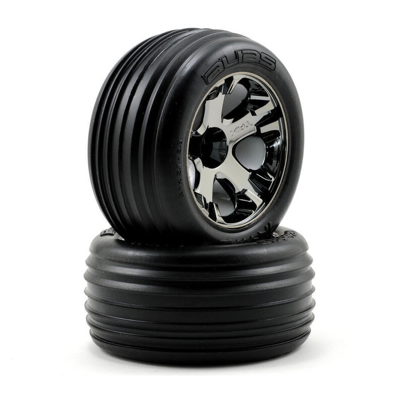 Traxxas Tires & Wheels Glued (3.8) Black Chrome Sledgehammer (2) TRA3771A