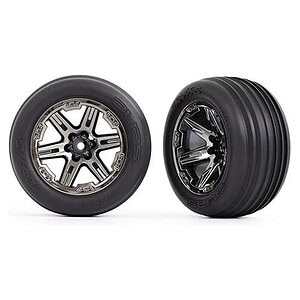 Traxxas Tires & Wheels Glued (2.8) RXT Black Chrome Talon EXT (2WD Elec Rear TSM) TRA3771R