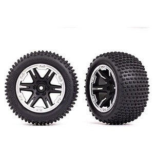 Traxxas Tires & Wheels Glued (2.8) RXT Black/Satin Ribbed (Electric Front) TRA3772X