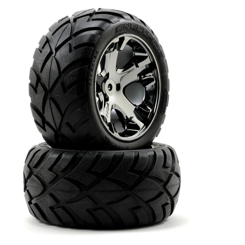 Traxxas Tires & Wheels Glued All Star Chrome Anaconda (Elec Rear Left/Right) TRA3773A