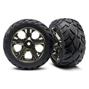 Traxxas Tires & Wheels Glued All-Star Black Chrome Anaconda (Nitro Rear/Elec Front) TRA3777A