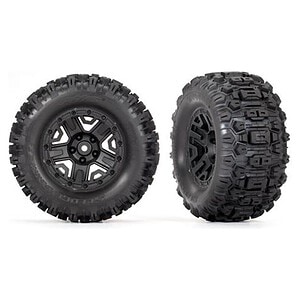 Traxxas Tires & Wheels Glued Black Blue Beadlock Maxx MT (17mm Splined TSM) TRA3778