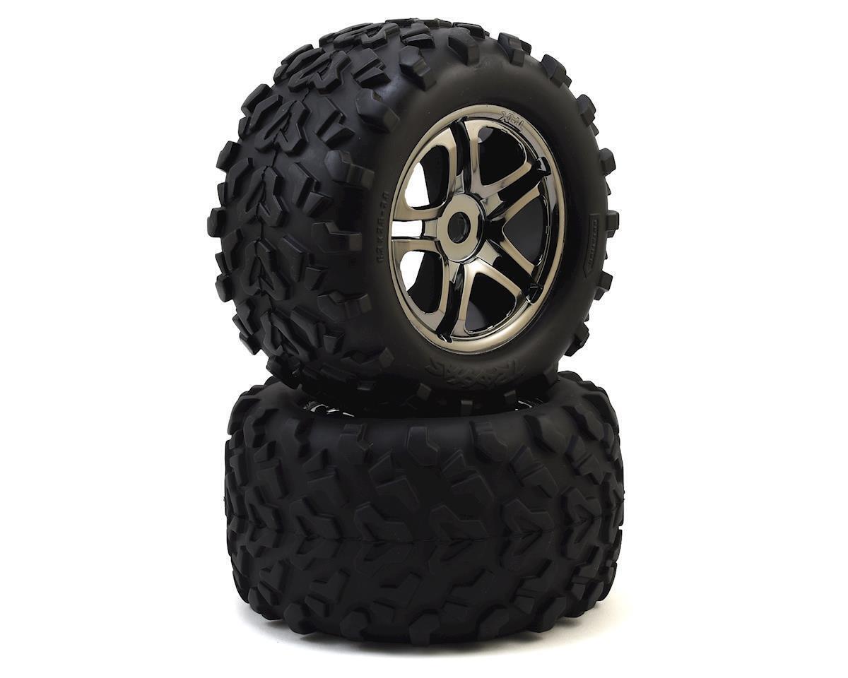 Traxxas Tires and wheels assembled glued (SS (Split Spoke) black chrome wheels - Maxx tires (2) - tra4983a-jpg Traxxas Tires and wheels assembled glued (SS (Split Spoke) black chrome wheels - Maxx tires (2)