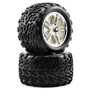 Traxxas Tires & Wheels Glued SS Chrome Talon (Use w/17mm Splined Hubs #5353X) TRA5174
