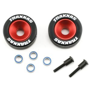 Traxxas Wheels aluminum (red-anodized) (2)/ 5x8mm ball bearings (4)/ axles (2)/ rubber tires (2)