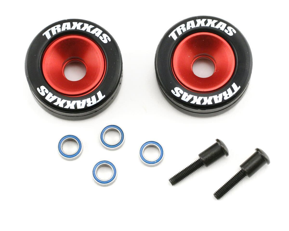 Traxxas Wheels aluminum (red-anodized) (2)/ 5x8mm ball bearings (4)/ axles (2)/ rubber tires (2)
