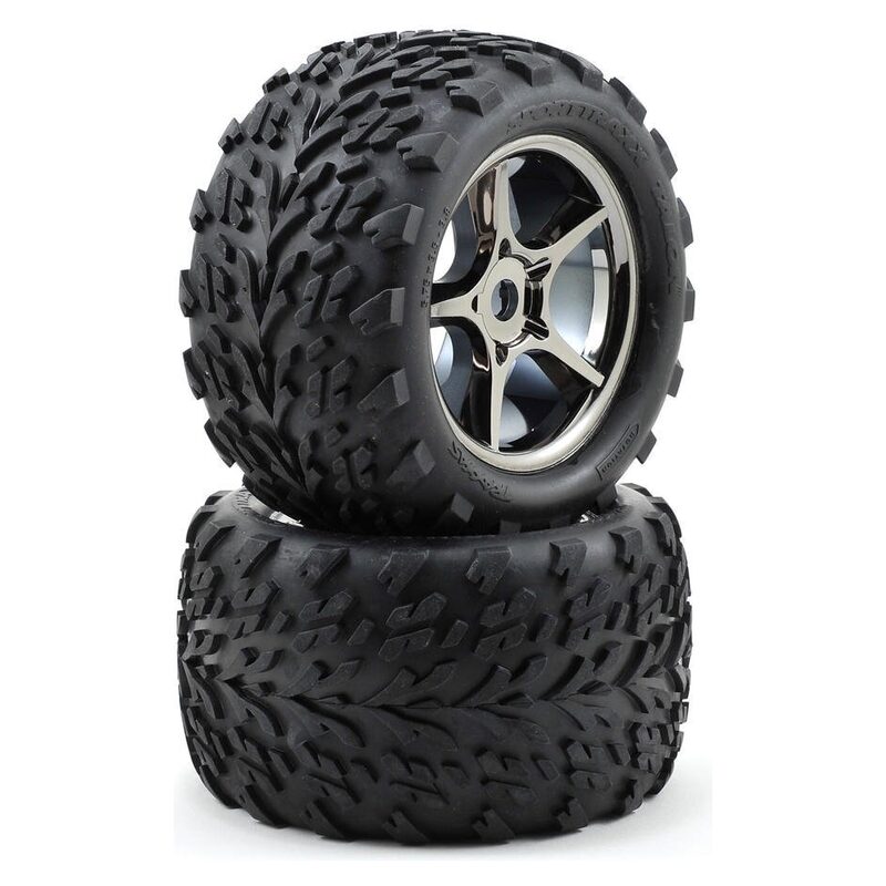 Traxxas Tires and wheels assembled glued (Gemini black chrome wheels Talon tires foam inserts) (2) - tra5374x-jpg Traxxas Tires and wheels assembled glued (Gemini black chrome wheels Talon tires foam inserts) (2)