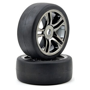 Traxxas Tires & Wheels Glued SS Black Chrome Slick (Rear) TRA6479