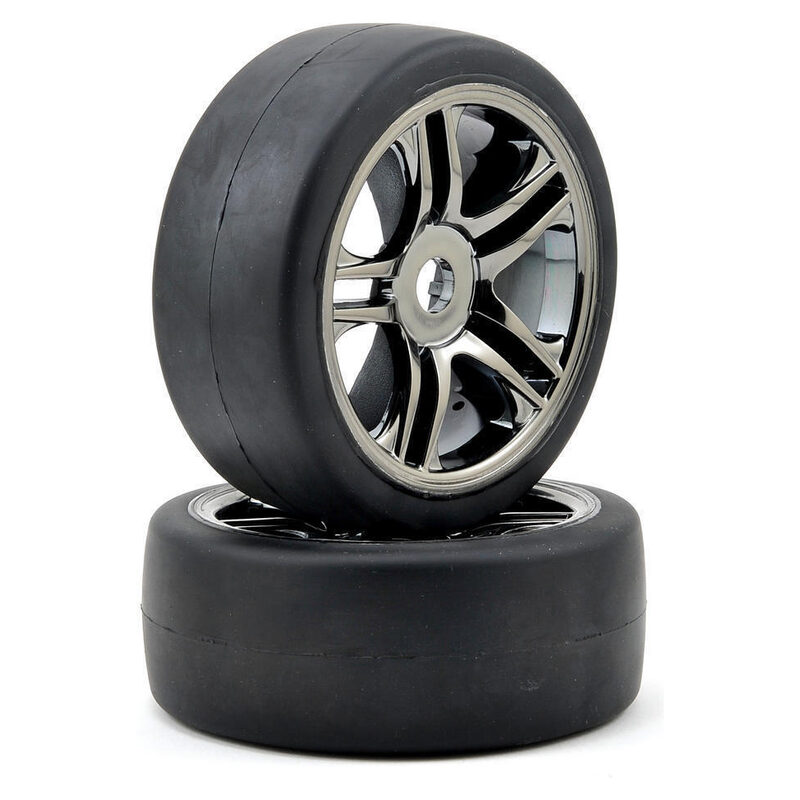 Traxxas Tires & Wheels Glued SS Black Chrome Slick (Rear) TRA6479
