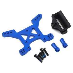 Traxxas Shock tower front 7075-T6 aluminum (blue-anodized) (1)/ body mount bracket (1) TRA6739X