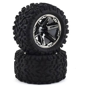 Traxxas Tires and wheels assembled glued (2.8) (RXT black chrome wheels Talon EXT tires foam inserts)