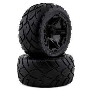 Traxxas Tires and wheels assembled glued (2.8) RXT black wheels Anaconda tires