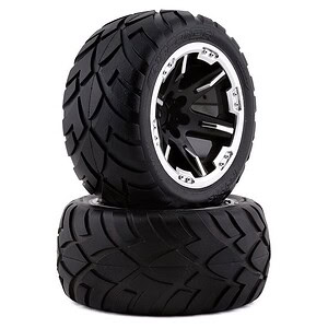 Traxxas Tires and wheels assembled glued (2.8) (RXT black and chrome wheels Anaconda tires foam inserts)
