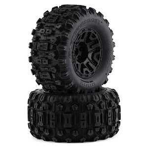 Traxxas Tires and wheels assembled glued (black 2.8 wheels Sledgehammer tires foam inserts) (2) (TSM rated)