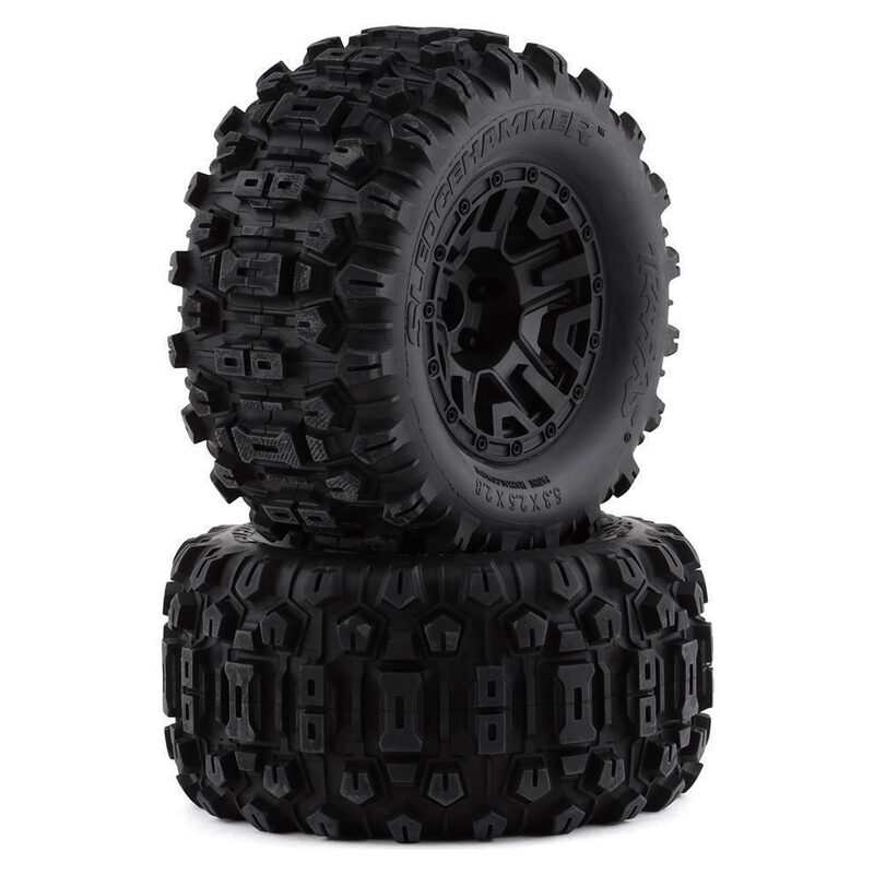 Traxxas Tires and wheels assembled glued (black 2.8 wheels Sledgehammer tires foam inserts) (2) (TSM rated) - tra6792-jpg Traxxas Tires and wheels assembled glued (black 2.8 wheels Sledgehammer tires foam inserts) (2) (TSM rated)