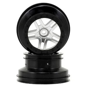 Traxxas Wheels SCT Split-Spoke Satin Chrome Black Beadlock Dual Profile (4WD F/R 2WD Rear) (2) TRA6872