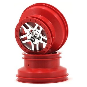 Traxxas Wheels SCT Split-Spoke Chrome Red Beadlock Dual Profile (4WD F/R 2WD Rear) (2) TRA6872A