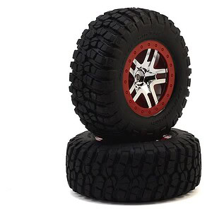 Traxxas Tire & Wheel Assy Glued SCT SS Chrome Red Beadlock BFGoodrich KM2 (2WD Front) TRA6873A
