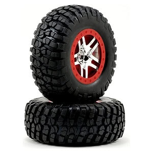 Traxxas Tire & Wheel Assy Glued (S1) SCT SS Satin Chrome Black Beadlock BFGoodrich KM2 TRA6873R