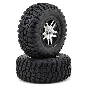 Traxxas Tire & Wheel Assy Glued SCT Black Orange Beadlock Off-Road Racing (2WD Front) TRA6873X