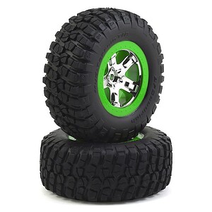 Traxxas Tire & Wheel Assy Glued SCT Chrome Red Beadlock BFGoodrich KM2 (2WD Front) TRA6876