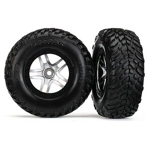 Traxxas Tires & Wheels Assembled (2.2 Black Chrome Alias) Bandit Rear Med Comp TRA6892R