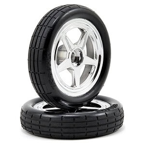 Traxxas Tires and wheels assembled glued (5-spoke chrome wheels tires foam inserts) (front) (2)