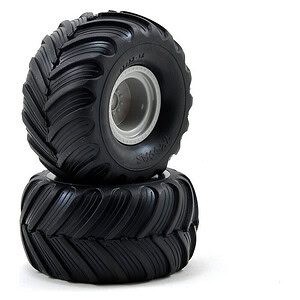 Traxxas Tires & Wheels Assembled (Tracer 2.2 Black Chrome Alias) Bandit Rear Med Comp TSM TRA7265
