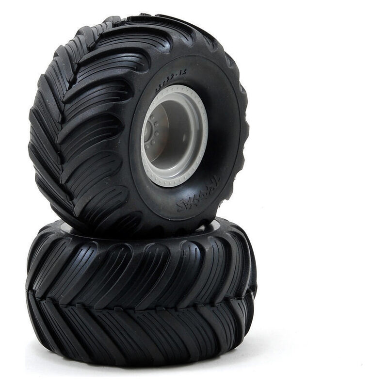Traxxas Tires & Wheels Assembled (Tracer 2.2 Black Chrome Alias) Bandit Rear Med Comp TSM TRA7265