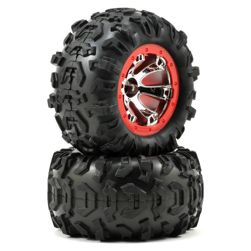 Traxxas Tires & Wheels Glued Geode Chrome Yellow Beadlock Canyon AT (Left/Right) TRA7272