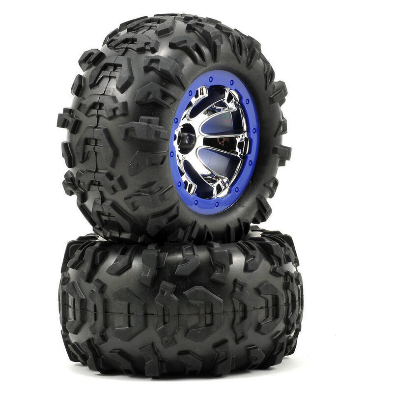 Traxxas Tires & Wheels Glued Geode Chrome Red Beadlock Canyon AT (Left/Right) TRA7274