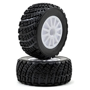Traxxas Tires and wheels assembled glued (white wheels gravel pattern tires foam inserts) (2) (TSM rated)