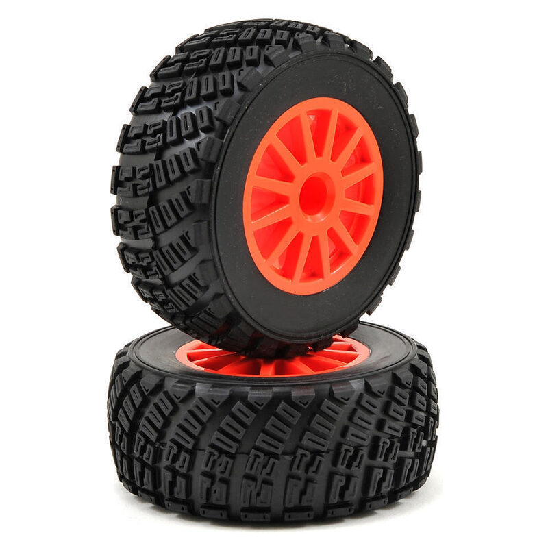 Traxxas Tires and wheels assembled glued (orange wheels gravel pattern tires foam inserts) (2) (TSM rated) - tra7473a-jpg Traxxas Tires and wheels assembled glued (orange wheels gravel pattern tires foam inserts) (2) (TSM rated)